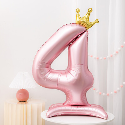 42 inča Crown Decor Pink aluminijska folija Digitalni balon Balon s brojevima za rođendansku zabavu, pribor za ukrašavanje rođendana za djevojčice