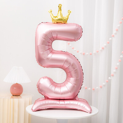 42 inča Crown Decor Pink aluminijska folija Digitalni balon Balon s brojevima za rođendansku zabavu, pribor za ukrašavanje rođendana za djevojčice