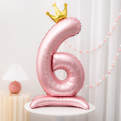 42 inča Crown Decor Pink aluminijska folija Digitalni balon Balon s brojevima za rođendansku zabavu, pribor za ukrašavanje rođendana za djevojčice
