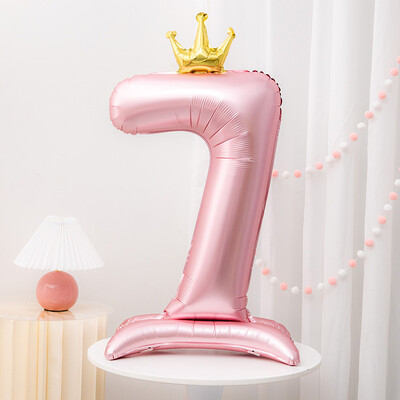 42 inča Crown Decor Pink aluminijska folija Digitalni balon Balon s brojevima za rođendansku zabavu, pribor za ukrašavanje rođendana za djevojčice