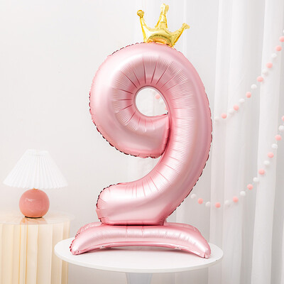 42 inča Crown Decor Pink aluminijska folija Digitalni balon Balon s brojevima za rođendansku zabavu, pribor za ukrašavanje rođendana za djevojčice