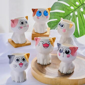 Kreatívny mini kreslený mačiatko roztomilý kvetináč kvetináč keramický sukulentný kvetináč DIY detské hračky vedecké vzdelávanie školský darček