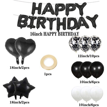 42 τεμ. Αριθμός Αστέρι Heart Foil Balloons 30th 40th 50th 60th Happy Birthday Party Διακοσμήσεις ενηλίκων 30 40 50 60 ετών Προμήθειες