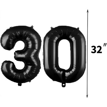 42 τεμ. Αριθμός Αστέρι Heart Foil Balloons 30th 40th 50th 60th Happy Birthday Party Διακοσμήσεις ενηλίκων 30 40 50 60 ετών Προμήθειες