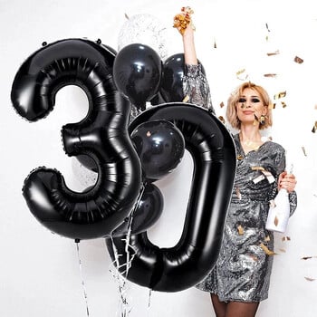 42 τεμ. Αριθμός Αστέρι Heart Foil Balloons 30th 40th 50th 60th Happy Birthday Party Διακοσμήσεις ενηλίκων 30 40 50 60 ετών Προμήθειες