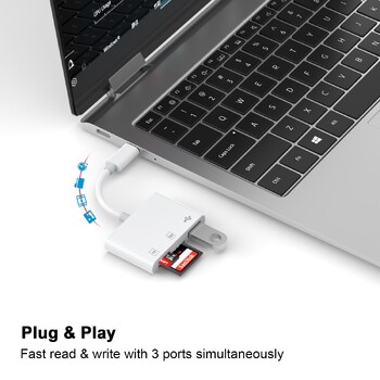 Тип C адаптер USB C към SD TF Четец на карти с памет OTG Писател Съвместим за iPhone 15 Pro Max iPad MacBook Pro Air USBC конвертор