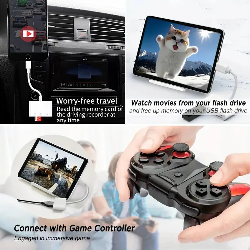 C típusú adapter USB C-SD TF memóriakártya-olvasó OTG író kompatibilis iPhone 15 Pro Max iPad MacBook Pro Air USBC konverterrel