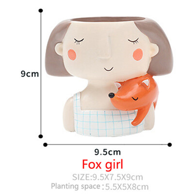 Lovely Swing Face Face Planter Pot Egyedi falra akasztható fejű kreatív gyanta edény Aranyos zamatos növény zsineggel lakberendezési használatra