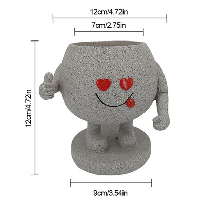 Lovely Swing Face Face Planter Pot Egyedi falra akasztható fejű kreatív gyanta edény Aranyos zamatos növény zsineggel lakberendezési használatra