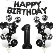 41vnt Juodas numeris Žvaigždė širdelės folijos balionai su gimtadieniu vakarėlio dekoracijos Vaikams Mergaitei Berniukui 1 2 3 4 5 6 7 8 9 metų senumo reikmenys