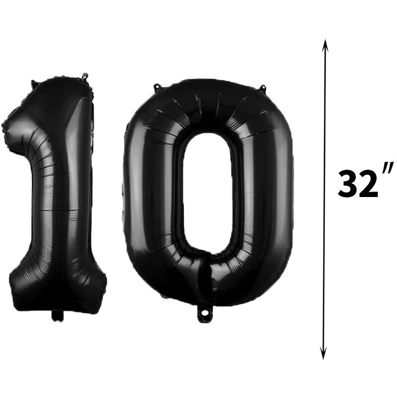 41vnt Juodas numeris Žvaigždė širdelės folijos balionai su gimtadieniu vakarėlio dekoracijos Vaikams Mergaitei Berniukui 1 2 3 4 5 6 7 8 9 metų senumo reikmenys