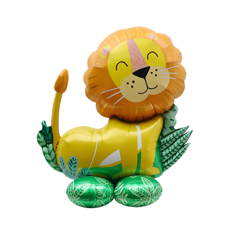 4D stovintis liūtas dinozauras, žirafa folija, balionas džiunglių kokoso medžio balionas, safari gyvūnai, vaikai, su gimtadieniu, dekoro balionas