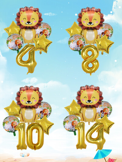 6gab Zelts Liels Lauvas numurs folijas baloni Dzīvnieku hēlija balons Bērnu dzimšanas dienas svinību rotājumi Bērnu piepūšamās rotaļlietas