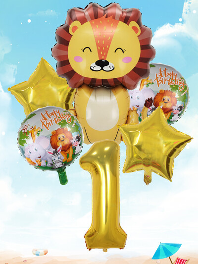 6 buc. Baloane din folie cu număr mare de leu auriu Baloane cu heliu animale Decoratiuni pentru petrecerea de aniversare pentru copii Jucării gonflabile pentru copii