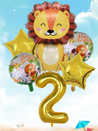 6 buc. Baloane din folie cu număr mare de leu auriu Baloane cu heliu animale Decoratiuni pentru petrecerea de aniversare pentru copii Jucării gonflabile pentru copii