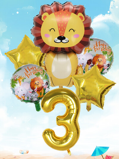 6 buc. Baloane din folie cu număr mare de leu auriu Baloane cu heliu animale Decoratiuni pentru petrecerea de aniversare pentru copii Jucării gonflabile pentru copii
