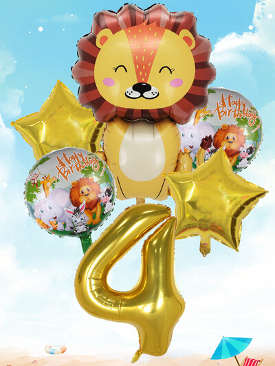 6 buc. Baloane din folie cu număr mare de leu auriu Baloane cu heliu animale Decoratiuni pentru petrecerea de aniversare pentru copii Jucării gonflabile pentru copii