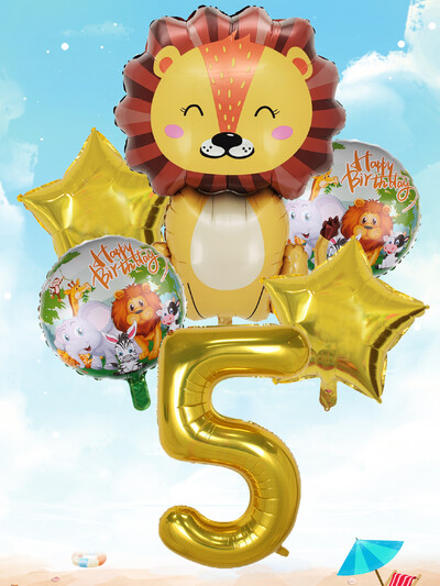 6 buc. Baloane din folie cu număr mare de leu auriu Baloane cu heliu animale Decoratiuni pentru petrecerea de aniversare pentru copii Jucării gonflabile pentru copii