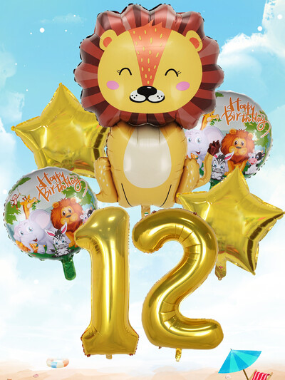 6 buc. Baloane din folie cu număr mare de leu auriu Baloane cu heliu animale Decoratiuni pentru petrecerea de aniversare pentru copii Jucării gonflabile pentru copii