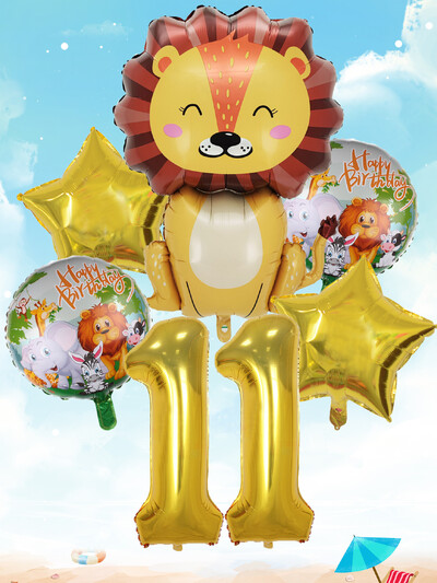 6 buc. Baloane din folie cu număr mare de leu auriu Baloane cu heliu animale Decoratiuni pentru petrecerea de aniversare pentru copii Jucării gonflabile pentru copii