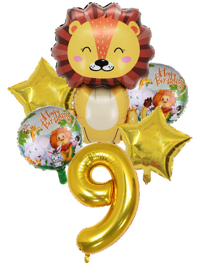 6 buc. Baloane din folie cu număr mare de leu auriu Baloane cu heliu animale Decoratiuni pentru petrecerea de aniversare pentru copii Jucării gonflabile pentru copii