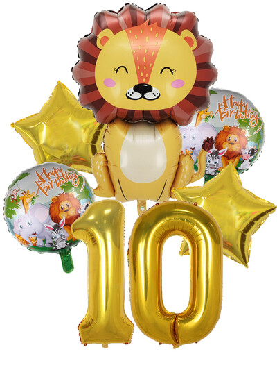 6 buc. Baloane din folie cu număr mare de leu auriu Baloane cu heliu animale Decoratiuni pentru petrecerea de aniversare pentru copii Jucării gonflabile pentru copii