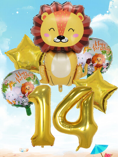 6 buc. Baloane din folie cu număr mare de leu auriu Baloane cu heliu animale Decoratiuni pentru petrecerea de aniversare pentru copii Jucării gonflabile pentru copii