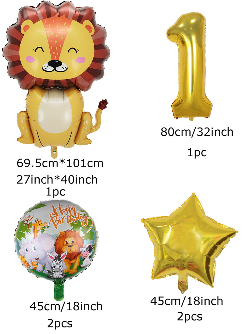 6 buc. Baloane din folie cu număr mare de leu auriu Baloane cu heliu animale Decoratiuni pentru petrecerea de aniversare pentru copii Jucării gonflabile pentru copii
