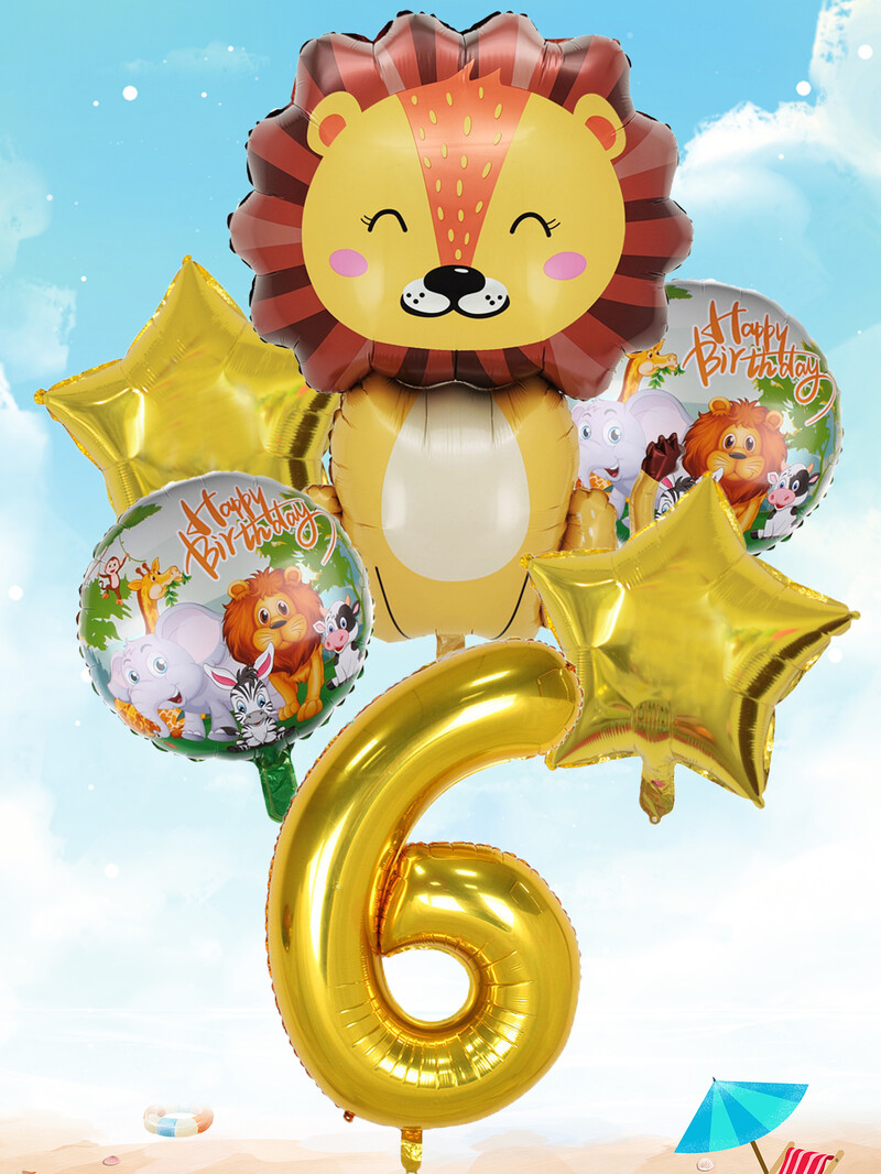6 buc. Baloane din folie cu număr mare de leu auriu Baloane cu heliu animale Decoratiuni pentru petrecerea de aniversare pentru copii Jucării gonflabile pentru copii