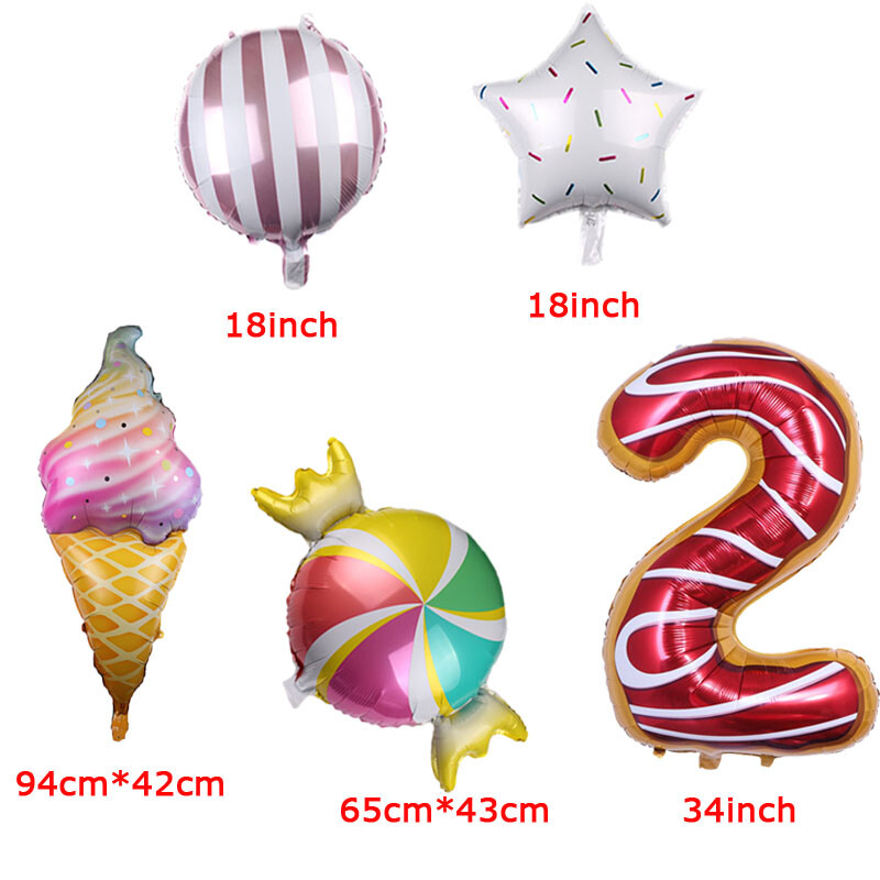 Sladká zmrzlina, balóny s číslom, sada, šiška, cukrovinky, jedlo, narodeninová párty, dekorácie pre deti a dospelých, 18 ks/sada