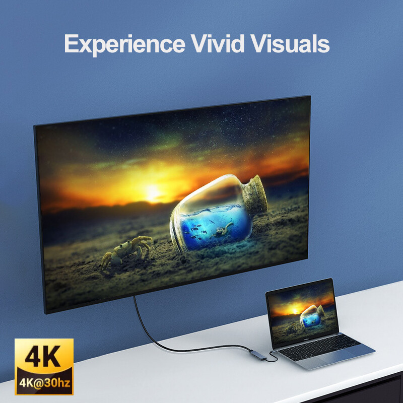 5 az 1-ben USB C HUB Type-C – HDMI Adapter 4K 30Hz PD100W Dock USB-C 3.1 Splitter MacBook iPad Pro Huawei USB 3.0 HUB-hoz