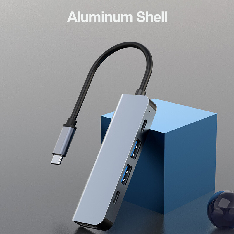 5 az 1-ben USB C HUB Type-C – HDMI Adapter 4K 30Hz PD100W Dock USB-C 3.1 Splitter MacBook iPad Pro Huawei USB 3.0 HUB-hoz