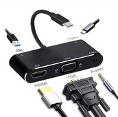Type-C към 4K HDMI-съвместим VGA USB C 3.0 хъб адаптер за MacBook Nintendo Samsung S20 Dex Huawei P30 Dock