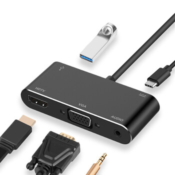 Type-C към 4K HDMI-съвместим VGA USB C 3.0 хъб адаптер за MacBook Nintendo Samsung S20 Dex Huawei P30 Dock