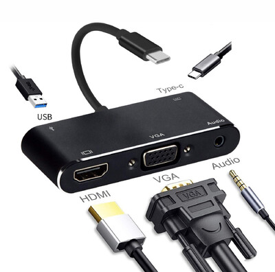 Su C tipo iki 4K HDMI suderinamas VGA USB C 3.0 šakotuvo adapteris, skirtas MacBook Nintendo Samsung S20 Dex Huawei P30 dokui