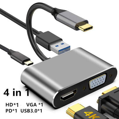 Type-C към 4K HDMI-съвместим VGA USB C 3.0 хъб адаптер за MacBook Nintendo Samsung S20 Dex Huawei P30 Dock
