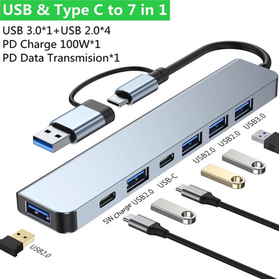 5Gbps USB 3.0 stebulė USB C stebulė USB C prijungimo stotis didelės spartos perdavimo OTG adapterio skirstytuvas C TYPE-C HUB skirtas kompiuteriniam nešiojamam kompiuteriui Macbook