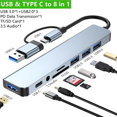 5Gbps USB 3.0 stebulė USB C stebulė USB C prijungimo stotis didelės spartos perdavimo OTG adapterio skirstytuvas C TYPE-C HUB skirtas kompiuteriniam nešiojamam kompiuteriui Macbook