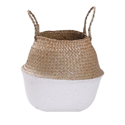 Natūralūs šiaudais austi vazonai Rankų darbo austas laikymo krepšelis Didelės talpos gėlių vazonų konteineris Pastoralinių sodintuvų dekoravimas