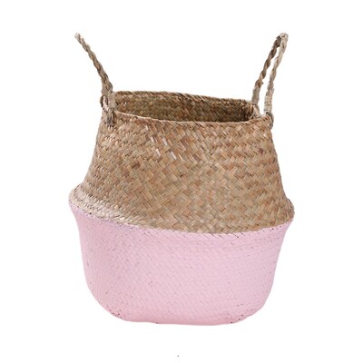 Natūralūs šiaudais austi vazonai Rankų darbo austas laikymo krepšelis Didelės talpos gėlių vazonų konteineris Pastoralinių sodintuvų dekoravimas