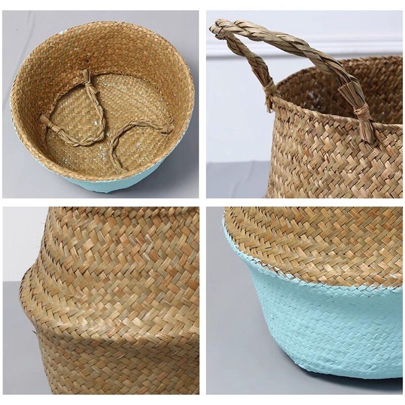 Natūralūs šiaudais austi vazonai Rankų darbo austas laikymo krepšelis Didelės talpos gėlių vazonų konteineris Pastoralinių sodintuvų dekoravimas