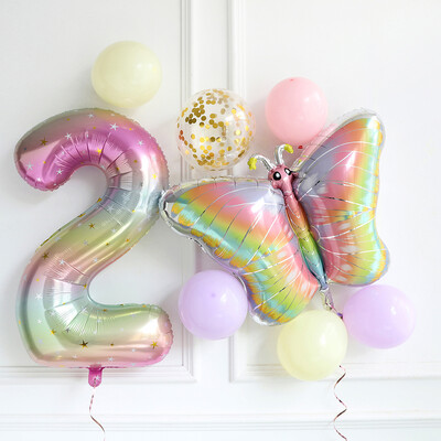 8 vnt. Didelio gradiento vaivorykštės drugelio balionas 40 colių numerio balionas mergaitėms kūdikių dušas helio balionas gimtadienio vakarėliui, vestuvių Globo