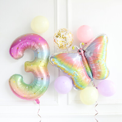 8 vnt. Didelio gradiento vaivorykštės drugelio balionas 40 colių numerio balionas mergaitėms kūdikių dušas helio balionas gimtadienio vakarėliui, vestuvių Globo