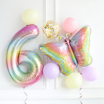 8 vnt. Didelio gradiento vaivorykštės drugelio balionas 40 colių numerio balionas mergaitėms kūdikių dušas helio balionas gimtadienio vakarėliui, vestuvių Globo