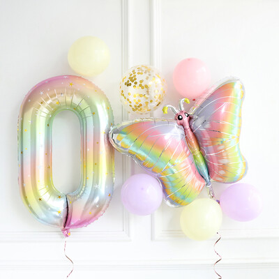 8 vnt. Didelio gradiento vaivorykštės drugelio balionas 40 colių numerio balionas mergaitėms kūdikių dušas helio balionas gimtadienio vakarėliui, vestuvių Globo