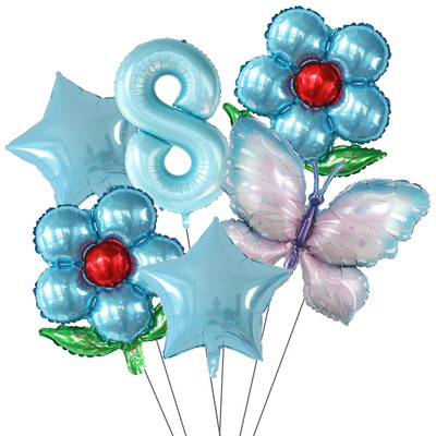Set de baloane cu numere Fluture 40 inch, roz, albastru, floarea soarelui, decorațiuni pentru baby shower, balon cu heliu, pentru petrecere de aniversare, globuri de nuntă