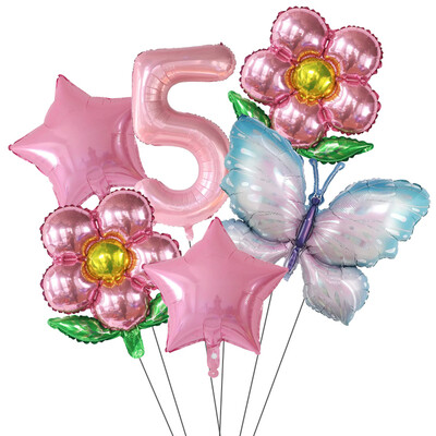 Set de baloane cu numere Fluture 40 inch, roz, albastru, floarea soarelui, decorațiuni pentru baby shower, balon cu heliu, pentru petrecere de aniversare, globuri de nuntă