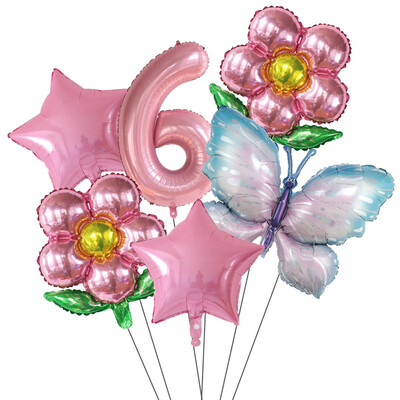 Set de baloane cu numere Fluture 40 inch, roz, albastru, floarea soarelui, decorațiuni pentru baby shower, balon cu heliu, pentru petrecere de aniversare, globuri de nuntă