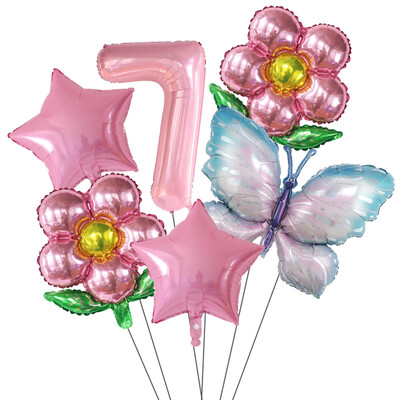 Set de baloane cu numere Fluture 40 inch, roz, albastru, floarea soarelui, decorațiuni pentru baby shower, balon cu heliu, pentru petrecere de aniversare, globuri de nuntă