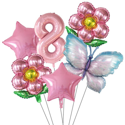 Set de baloane cu numere Fluture 40 inch, roz, albastru, floarea soarelui, decorațiuni pentru baby shower, balon cu heliu, pentru petrecere de aniversare, globuri de nuntă